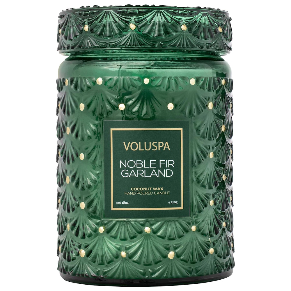 Noble Fir Garland Glass Jar Candle