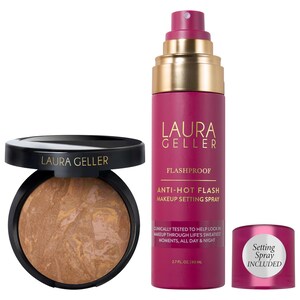 Balance and Brighten Color Correcting Baked Powder Foundation + FlashProof Anti–Hot Flash Setting Spray Set