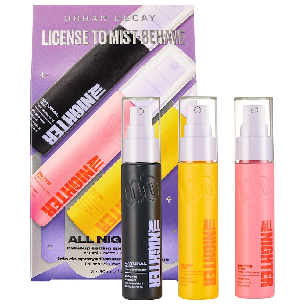 Набор из трех спреев для фиксации макияжа Urban Decay Mini License to Mist-Behave All Nighter
