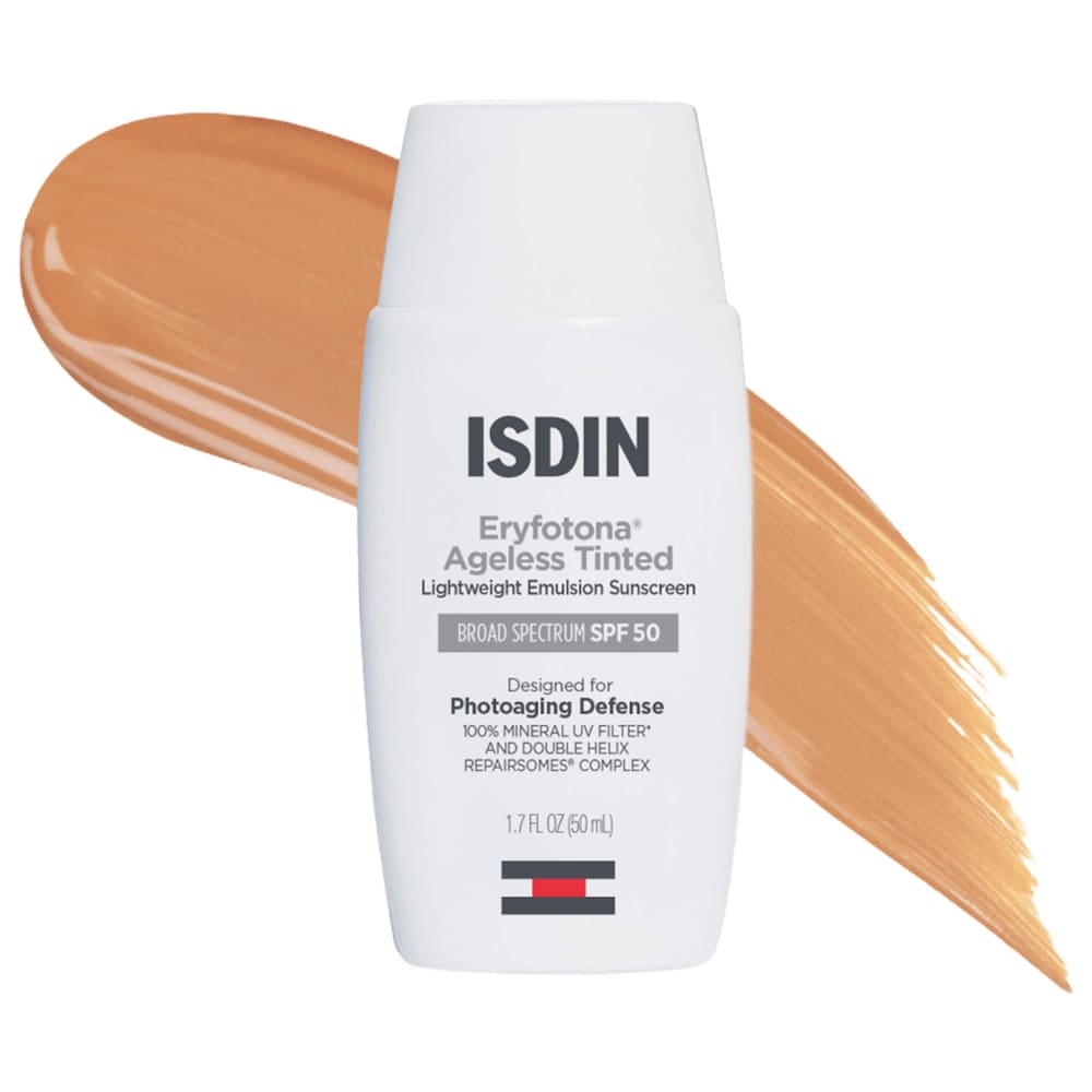 ISDIN минеральный солнцезащитный крем SPF 50 с оттенком, легкий, увлажняющий, восстанавливающий