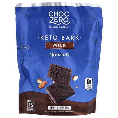 Шоколад Keto Bark, молочный шоколад с миндалем, 15 мини-батончиков, 6 oz (170 g)