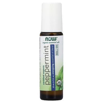 Organic Essential Oils, Peppermint Roll-On, 1/3 fl oz (10 ml)