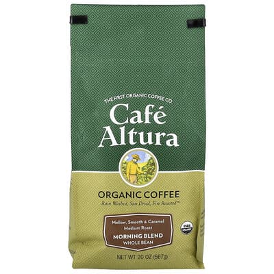 Organic Coffee, Morning Blend, Whole Bean, Medium Roast, 20 oz (567 g)