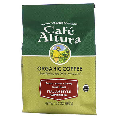 Organic Coffee, Italian Style, Whole Bean, French Roast, 20 oz (567 g)