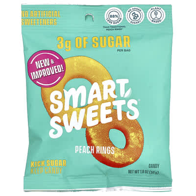 SmartSweets жевательные конфеты Peach Rings, 1.8 oz (50 g)