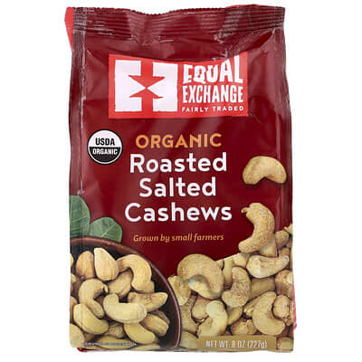 Equal Exchange Органические жареные кешью с солью, 8 oz (227 g)