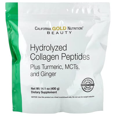 Hydrolyzed Collagen Peptides with Turmeric, MCT, and Ginger, 14.1 oz (400 g)