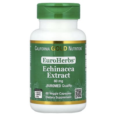EuroHerbs™, Echinacea Herb Extract, Euromed Quality, 80 mg, 60 Veggie Capsules