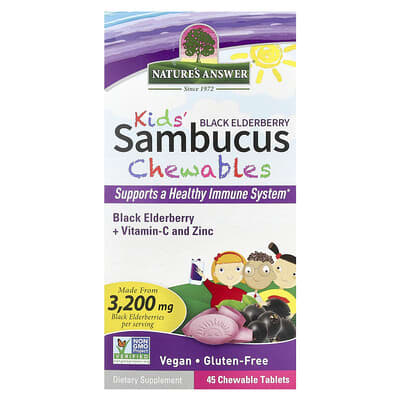 Kid's Sambucus Chewables, Black Elderberry + Vitamin-C and Zinc, 45 Chewable Tablets