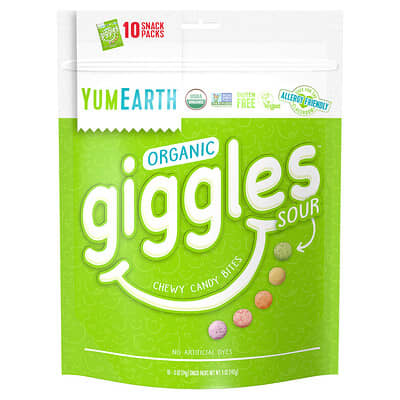Organic Giggles, кислые, 10 упаковок, 0.5 oz (14 g) каждая