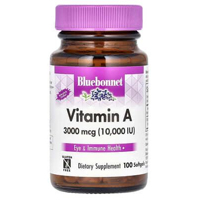 Витамин A, 3,000 mcg (10,000 IU), 100 мягких капсул