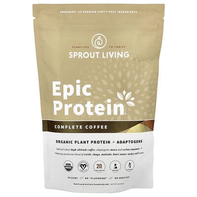 Epic Protein®, органический растительный протеин + адаптогены, вкус кофе, 1 lb (456 g)