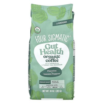 Gut Health, Organic Coffee with Probiotics and Turkey Tail Mushroom, Ground, Medium Roast, 10 oz (283 g)