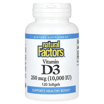 Vitamin D3, 250 mcg (10,000 IU), 120 Softgels