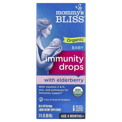 Organic Baby Immunity Drops With Elderberry, Age 4 Months+, 3 fl oz (90 ml)