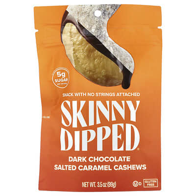 SkinnyDipped кешью в темном шоколаде с соленой карамелью, 3.5 oz (99g)