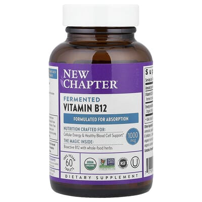 Витамины New Chapter Fermented Vitamin B12, 60 Vegan Tablets
