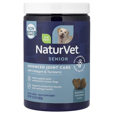 Senior Advanced Joint Care With Collagen & Turmeric, For Dogs, Bacon & Chicken, 120 Soft Chews, 12.6 oz (360 g)