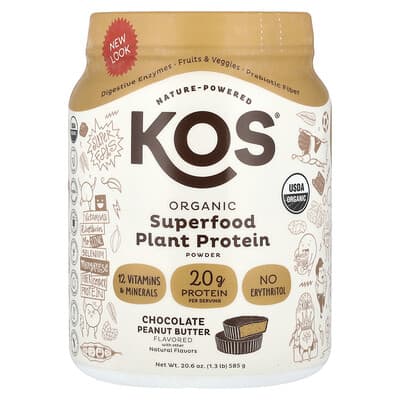 Organic Superfood растительный протеиновый порошок, шоколад с арахисовым маслом, 1.3 lb (585 g)