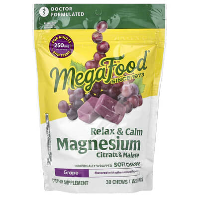 Magnesium, Citrate & Malate, Grape, 30 Individually Wrapped Soft Chews (125 mg per Chew)
