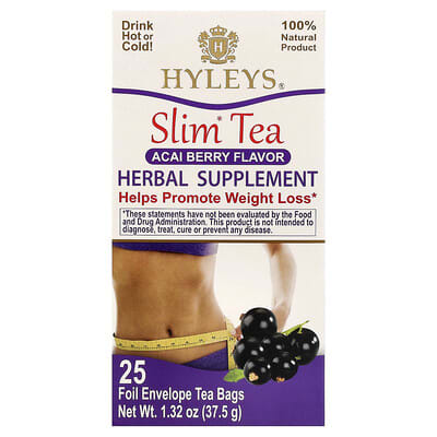 Slim Tea, Acai Berry, 25 Foil Envelope Tea Bags, 1.32 oz (37.5 g)
