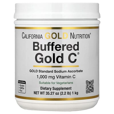 Buffered Gold C®, некислый порошок витамина C, аскорбат натрия, 2.2 lb (1 kg)
