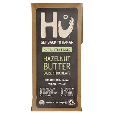 Hazelnut Butter Dark Chocolate, 70% Cacao, 2.1 oz (60 g)