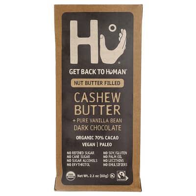 Темный шоколад Hu с кешью и натуральной ванилью, 70% Cacao, 2.1 oz (60 g)