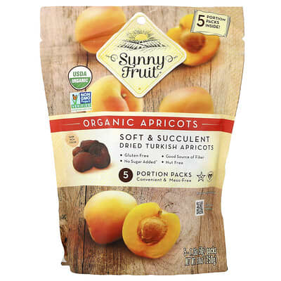 Organic Dried Apricots, 5 Portion Packs, 1.76 oz (50 g) Each