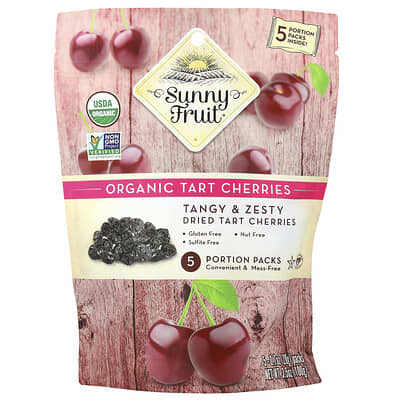 Organic Dried Tart Cherries, 5 Portion Packs, 0.7 oz (20 g) Each