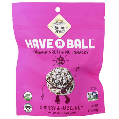 Sunny Fruit Органические снеки Have A Ball™, Cherry & Hazelnut, 4.4 oz (126 g)