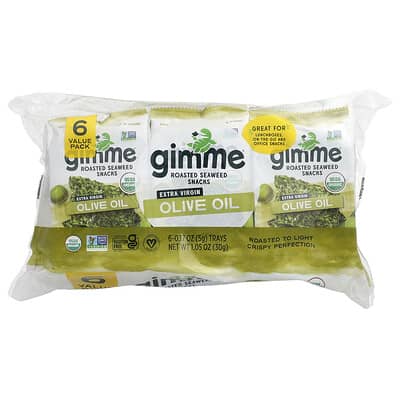 Roasted Seaweed Snacks, Extra Virgin Olive Oil, 6 Trays. 0.17 oz (5 g) Each