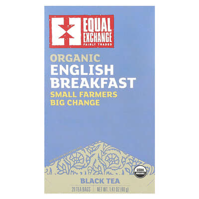 Equal Exchange Органический черный чай English Breakfast, 20 чайных пакетиков, 1.41 oz (40 g)