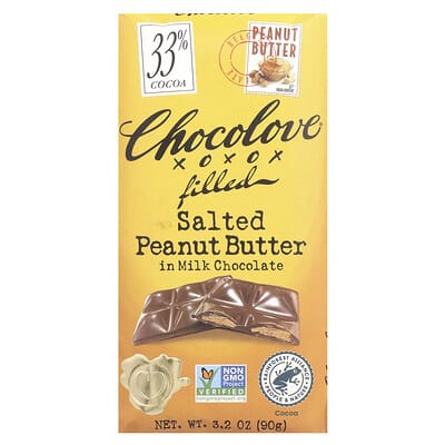 Filled Salted Peanut Butter in Milk Chocolate, 33% Cocoa, 3.2 oz  (90 g )