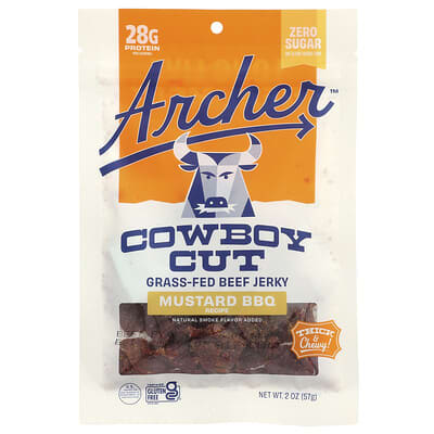Cowboy Cut, Grass-Fed Beef Jerky, Mustard BBQ, 2 oz (57 g)