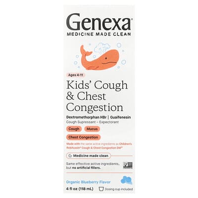 Kid's Cough & Chest Congestion, Ages 4-11, Organic Blueberry, 4 fl oz (118 ml)