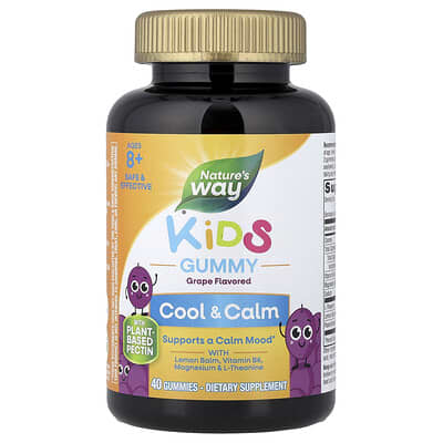 Kids, Cool & Calm Gummy, Ages 8 +, Grape, 40 Gummies