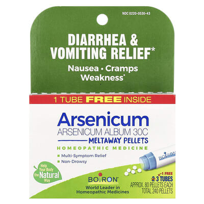 Boiron Arsenicum, от диареи и рвоты, гранулы, 30C, 3 тюбика по 80 гранул