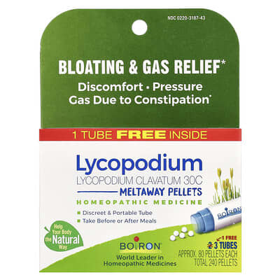Boiron Lycopodium, Meltaway Pellets, 30C, 3 тюбика по 80 гранул