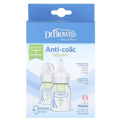 Natural Flow®, Anti-colic Option+™ Baby Bottle, P/0 Months +, 2 Pack, 2 oz (60 ml) Each