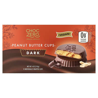 ChocZero темные шоколадные чашечки с арахисовым маслом, 8 шт., 4 oz (113 g)
