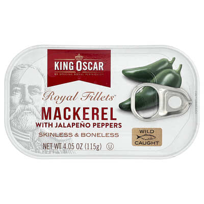 King Oscar королевские филе Mackerel с перцем халапеньо, 4.05 oz (115 g)