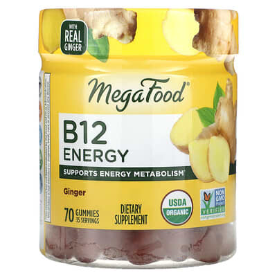 MegaFood B12 Energy жевательные мармеладки с имбирем, 70 штук