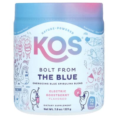 Смесь KOS Bolt From The Blue, энергичная голубая спирулина, Electric Boostberry, 221 g