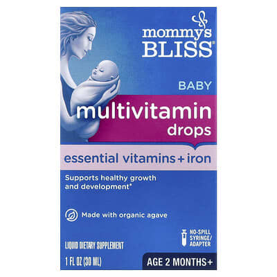 Baby Multivitamin Drops, Essential Vitamins + Iron, Age 2 Months +, 1 fl oz ( 30 ml)