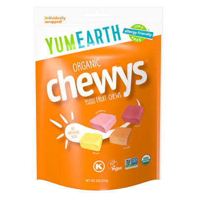 Органические жевательные конфеты Organic Chewys™, фруктовые, 5 oz (142 g)