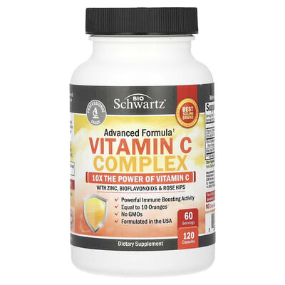 Vitamin C Complex with Zinc, Bioflavonoids & Rose Hips, 120 Capsules