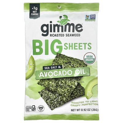 Roasted Seaweed, Big Sheets, Sea Salt & Avocado Oil, 0.92 oz (26 g)
