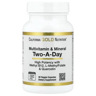 Мультивитамины и минералы с Methyl B12, Vitamin C, L-MethylFolate и Quercetin, Two-A-Day, 60 вегетарианских капсул