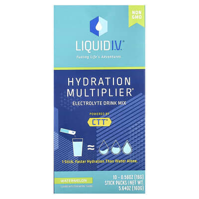 Hydration Multiplier®, Electrolyte Drink Mix, Watermelon, 10 Sticks, 0.56 oz (16 g) Each